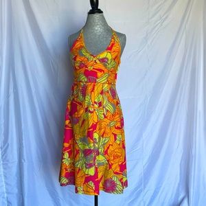 H&M Divided floral linen floral halter dress